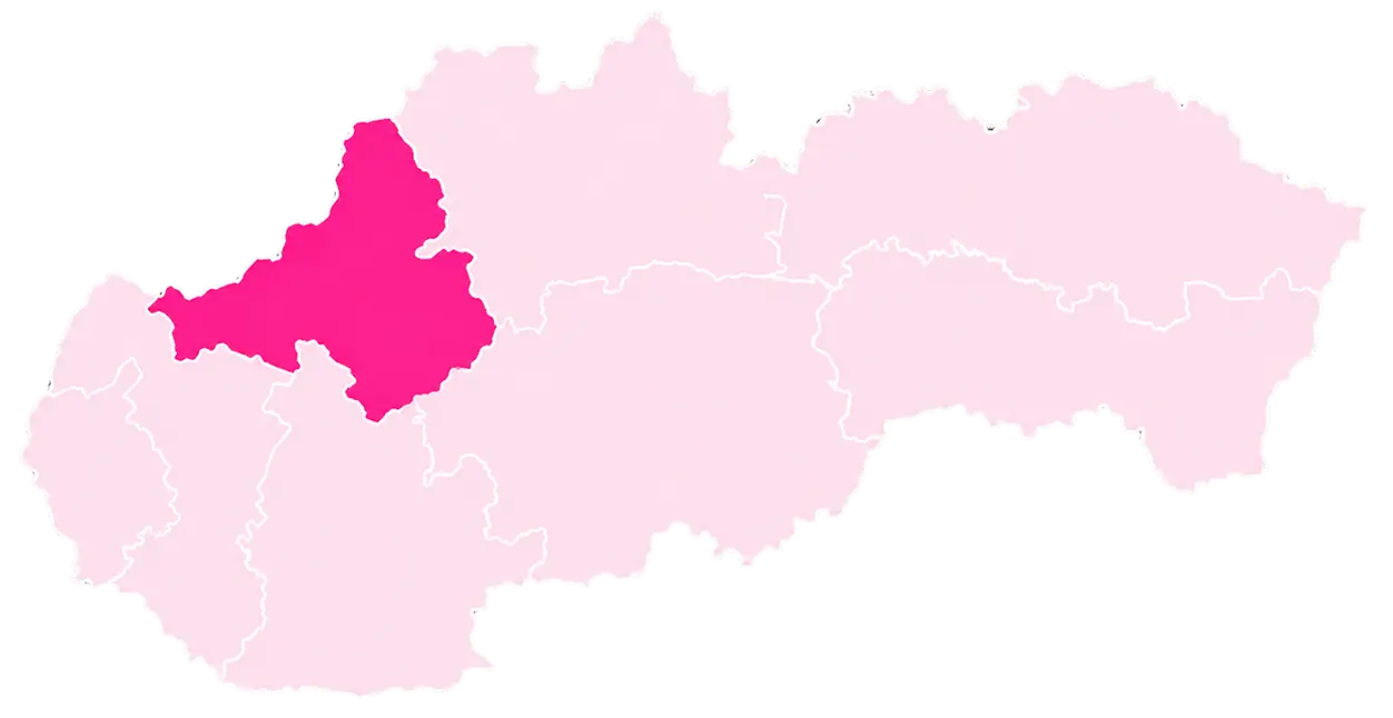 Mapa pôsobnosti J.A.S. upratovacie služby v Trenčianskom kraji